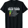 Lustiges T-Shirt mit Aufdruck „Akkulaufzeit eines Englischlehrers“