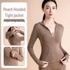 Hochelastischer Slim Kapuzen-Yoga-Cardigan - Winddichte Fitnessjacke zum Laufen, Radfahren und Yoga