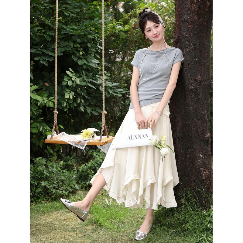 Women's Artistic Irregular Apricot A-Line Skirt