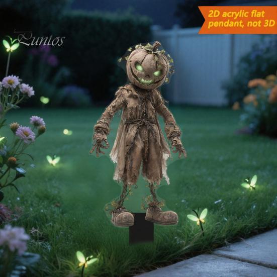 Weather Resistant Yard Decor Halloween Scarecrow Garden Stake, 2D Flat Creepy Zombie Ornament, Spooky Doll Horrifying Lawn Ornaments Decoration, Scary