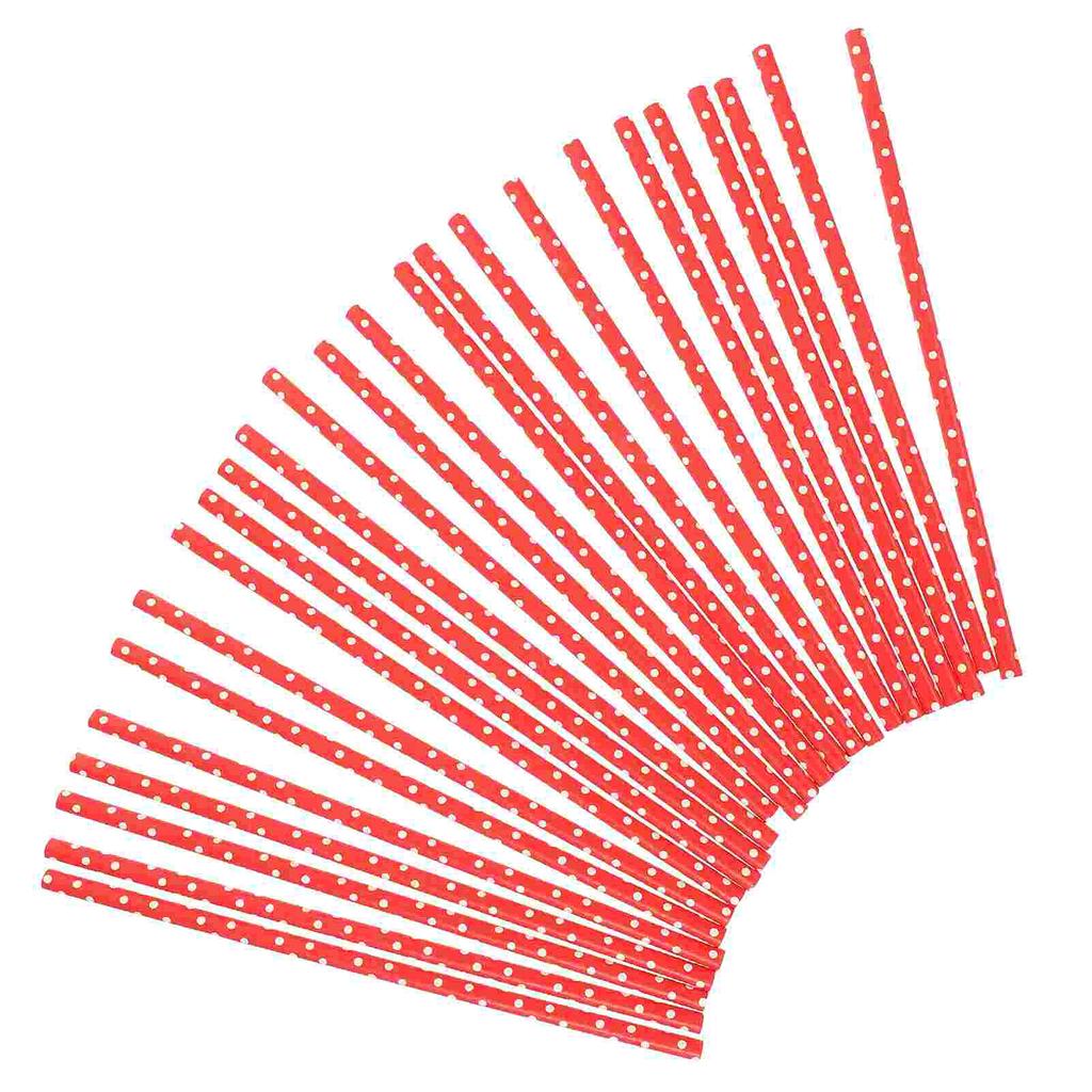 100pcs Red Dot Paper Straws Disposable Drinking Straws Party Supplies Grad Party Decoration Birthday Straw Kitchen Dining