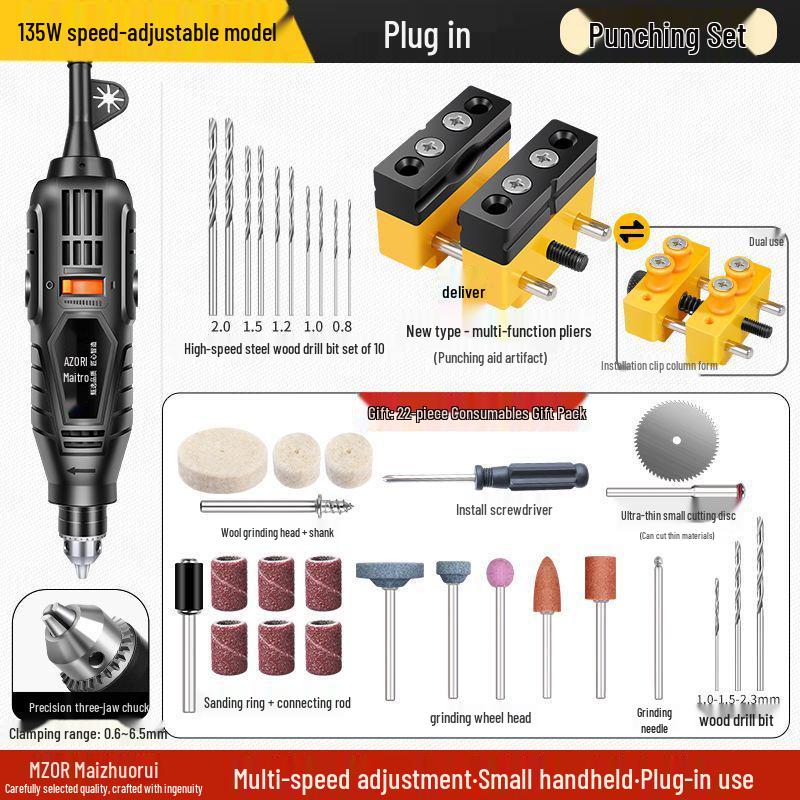 High-Power Handheld Electric Grinder: Wood Carving, Jade Polishing, and Small Drill Tool