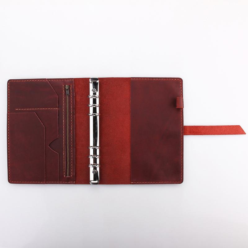 AIGUONIU Leather Hardcover Loose-Leaf A5 Vintage Handmade Gift Notebook (Red,A5) красный