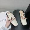 Fashion 2025 Women Flats Comfortable Cross Buckle Strip Slip On Square Toe Backless Loafers Ladies Dress Comfortable Shoes