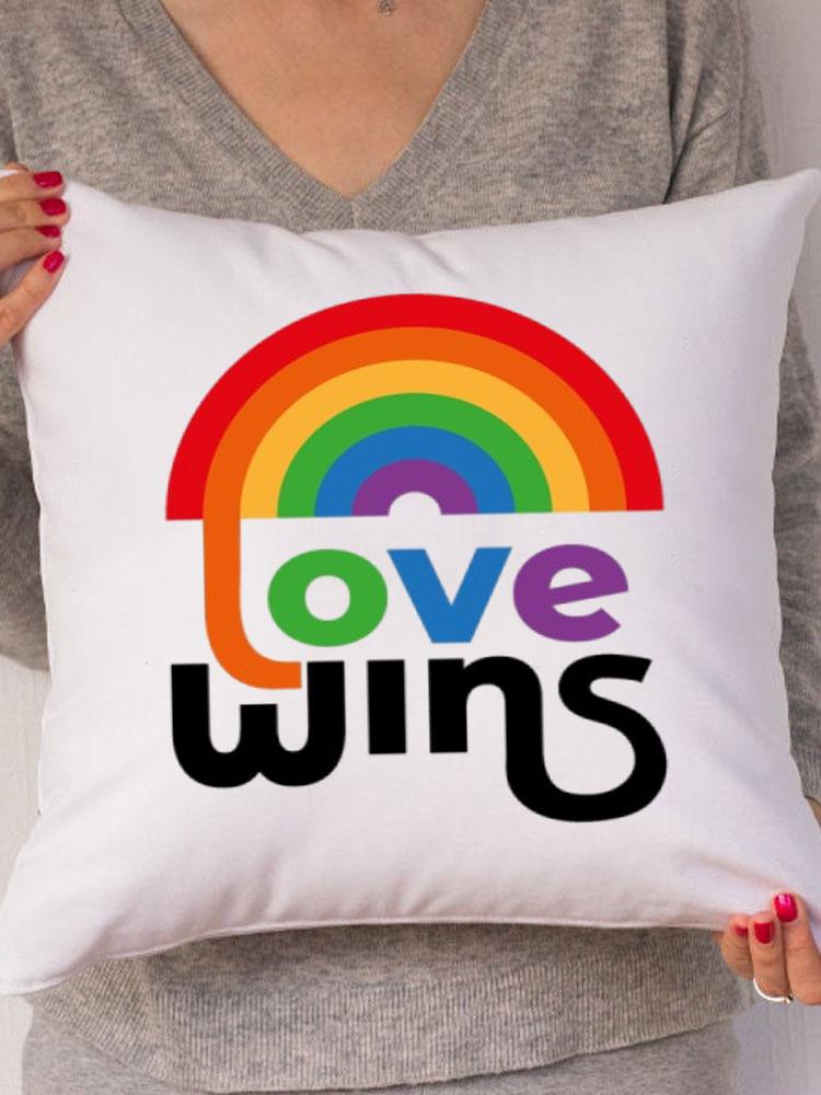 Rainbow Love Wins Pillow Cover for New Couple Bedroom Home Decor Love Pillowcase Tic Tac Toe Love Wedding Gift Pillows 45*45CM
