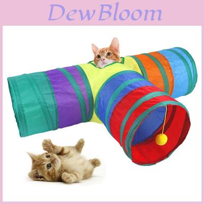 Colorful Rainbow Cat Tunnel Interactive Collapsible Pet Toy For Endless Fun