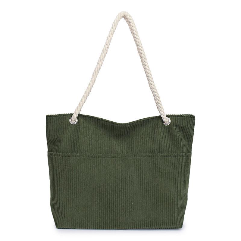 Lazy wind student literary corduroy bag women's 2025 new large-capacity shoulder portable commuter tote bag