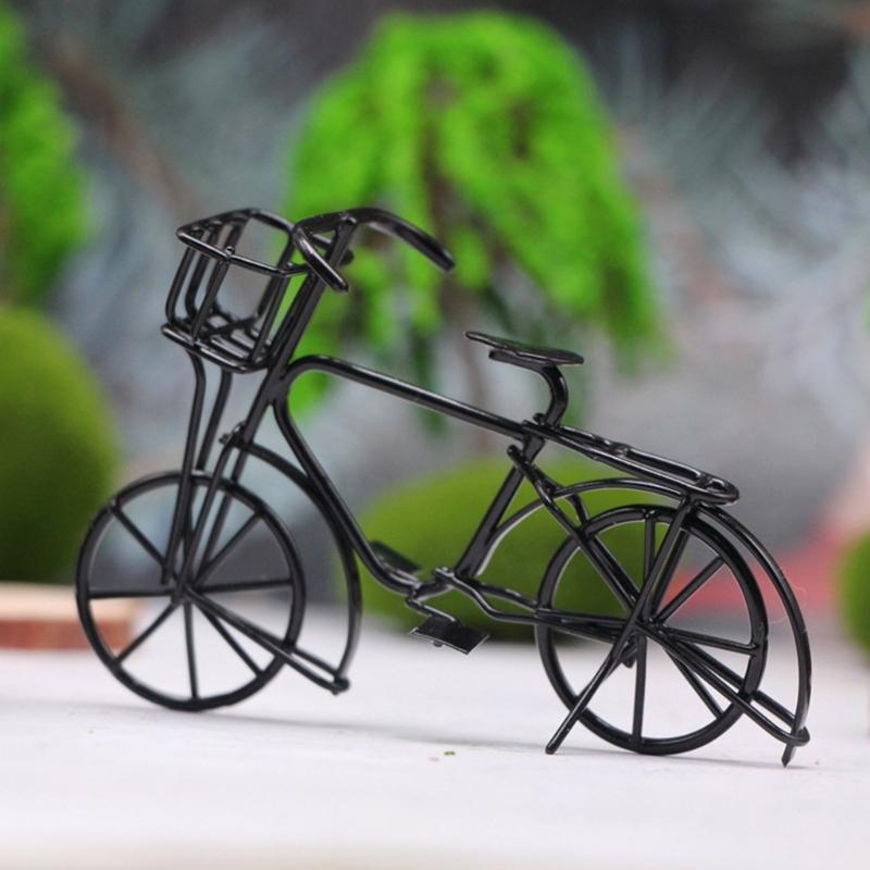 Miniature Bicycles Mini House Furniture Dollhouse Accessory Metal Bike Decorations Supplies Gift 1:12 Scale Black