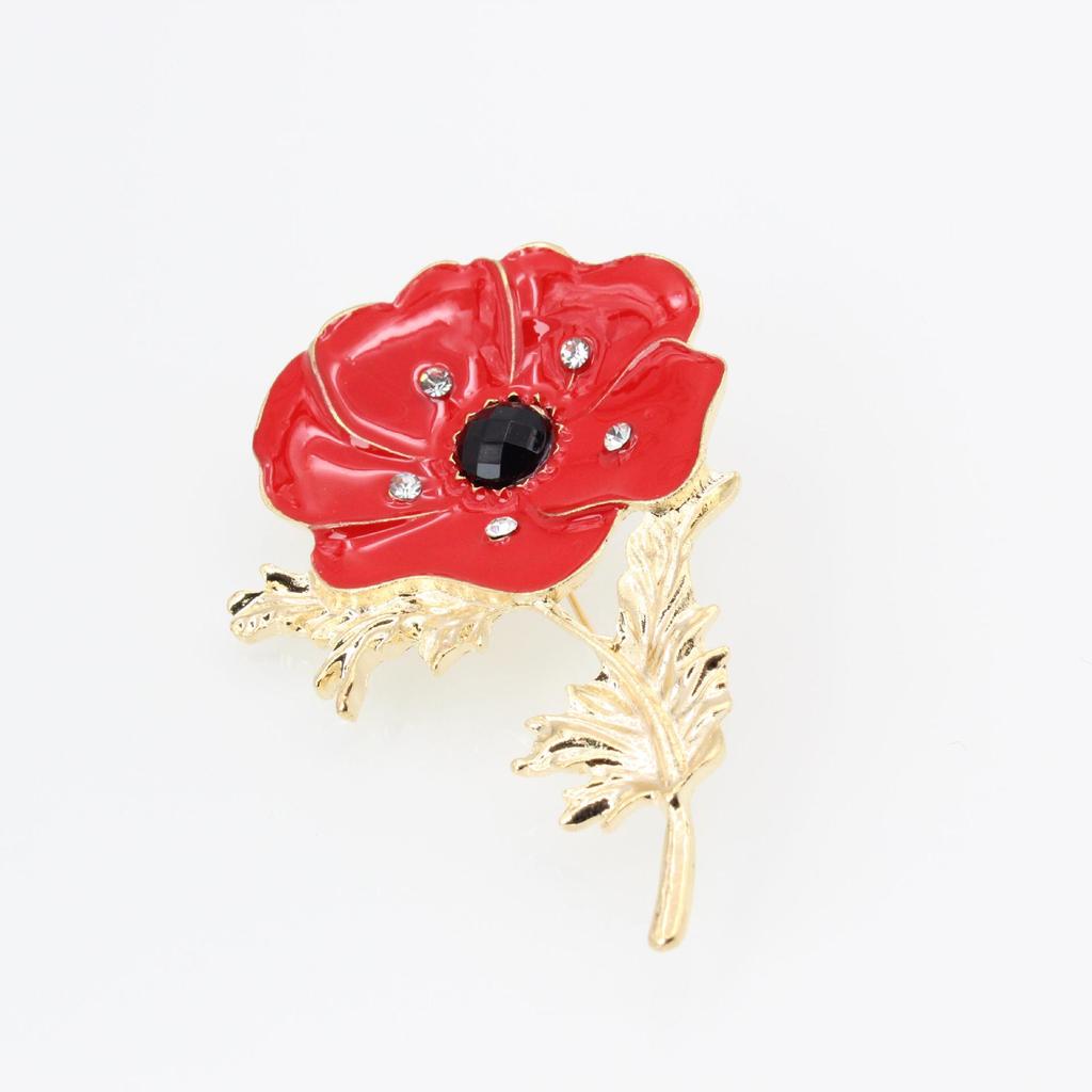 European-American Style Maple Leaf Rhinestone Flower Brooch Corsage