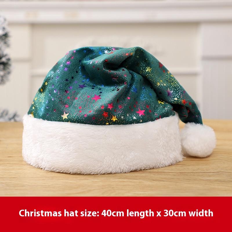 Christmas Hat Red Super Soft Bronzing Colorful Stars Adult Hat Christmas Holiday Party Dress Up
