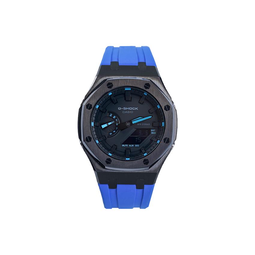 CASIO Men Liquid Crystal/Analog Dual Display Series Black Watch GA-2100-1A2PR- Cerulean, Black Blue