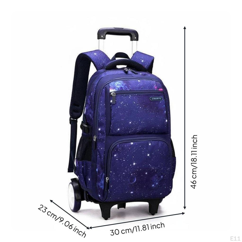 Large Capacity Rolling School Backpack Lightweight Kids Trolley for Students, Travel Black
