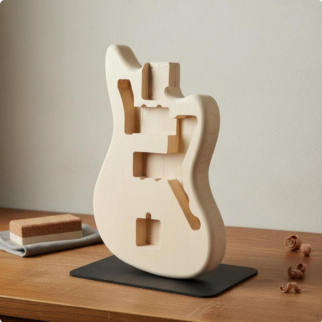 Unfinished Electric Guitar Body Pre-Routed Wood for Luthiers
