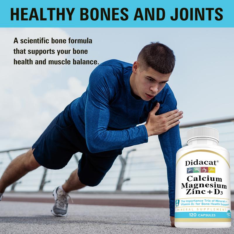 Gli integratori di calcio, magnesio, zinco e vitamina D3 sono benefici per la salute delle articolazioni, delle ossa e del sistema immunitario 120 capsule