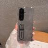 For Samsung Galaxy Z Fold 8 7 6 5 4 3 Phone Case, Skin-like Feel, Electroplated PC Leather, Finger Ring Stand,
