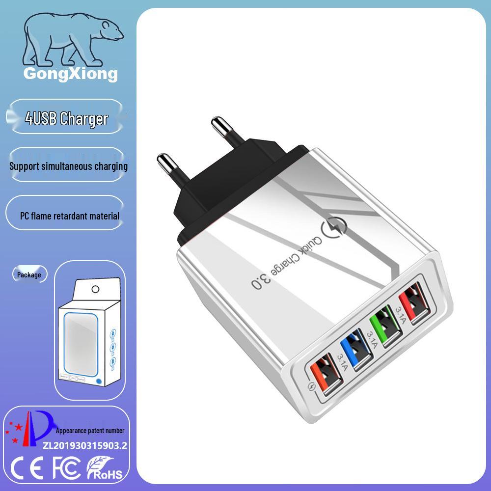 Multi-port 5V 3A USB Power Adapter with US/EU Plug for Mobile Devices