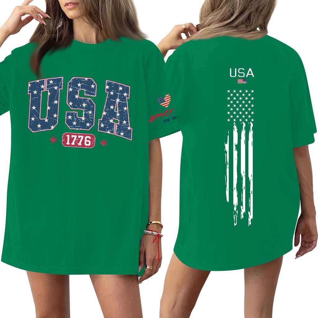 Women's Casual Fashion Round Neck Casual Print Short Sleeve T-Shirt Top