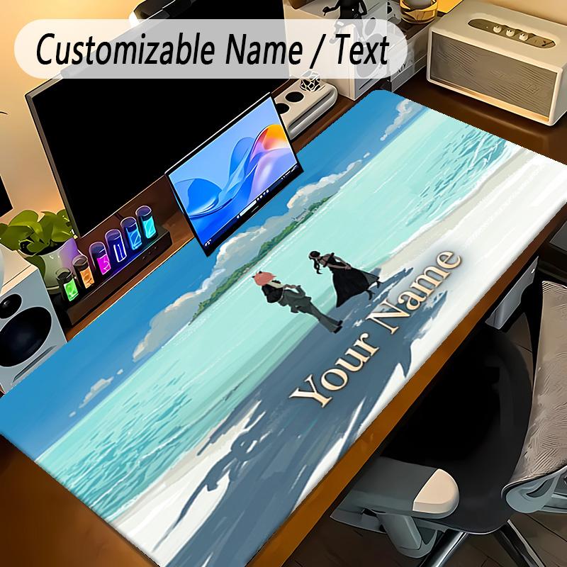 Large Mouse PadSpy × Family Custom Name Text Personalized Desk Mat Non Slip Gaming Pad