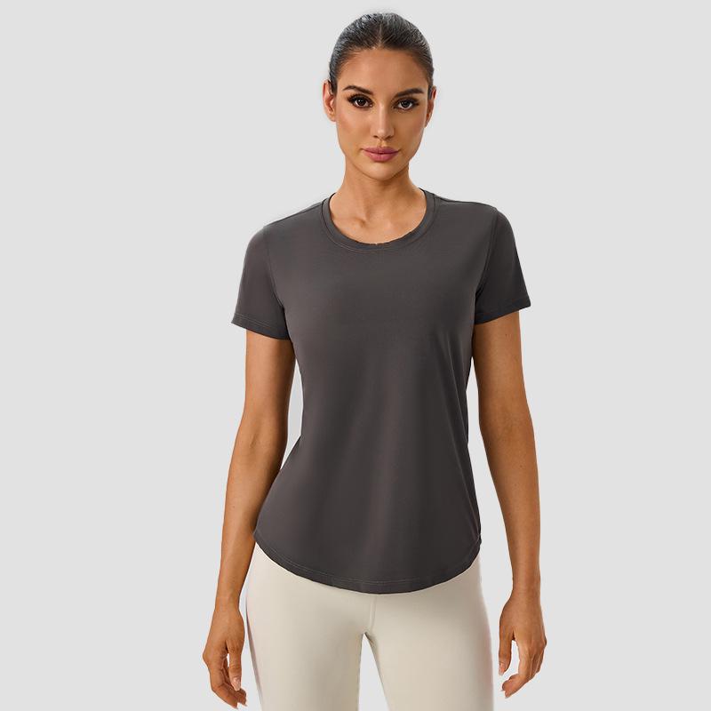 

Women s Lightweight Short Sleeve Yoga Top - Breathable, Quick-Drying, Versatile, Slim Fit Sportswear for Training and Fitness XS (45-50 kg) світло-сірий колір