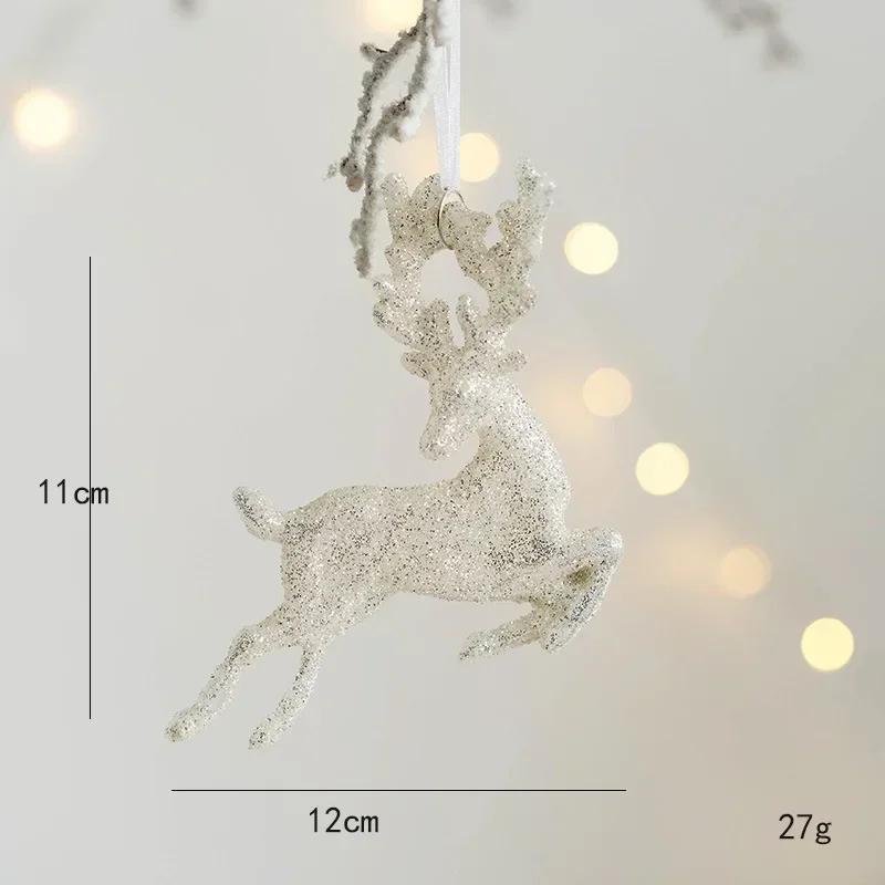 Weihnachtsbaum Hängeanhänger Glitzer Kleiner Weihnachten Hirsch Ornamente Weihnachten Elch Frohe Weihnachten Deko Frohes Neues Jahr 2025 Weißer Hirsch