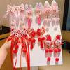 Épingle à cheveux à pompon Bow Cute Nouvel An Accessoire pour cheveux Pince à cheveux traditionnelle chinoise Fêtes d'enfants