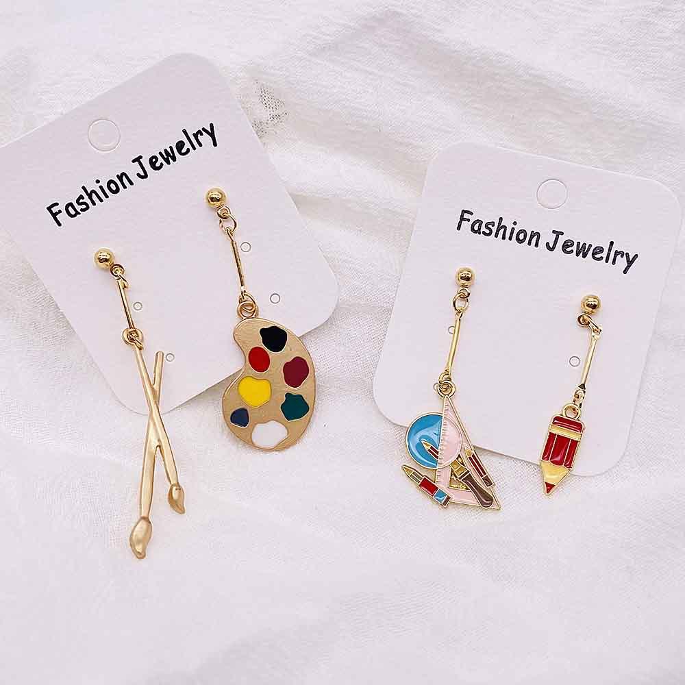 Personality Fun Brush Drawing Board Earrings Book Ruler Artist Brush Earrings for Woman Girl Jewelry Gift