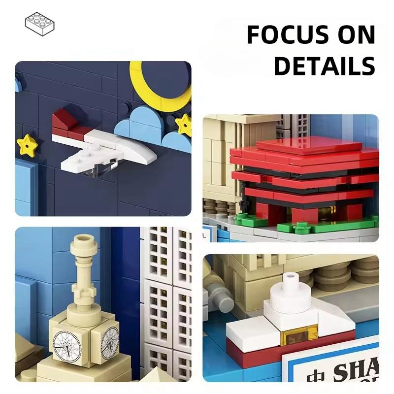 Non-Toxic 509Pcs China Shanghai City Postcard Building Blocks International City Mural Painting Small Particle Decorative Toys Children Gift