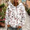 Women's Floral Print Long Sleeve Hoodie with Pocket and Casual Pullover Sweatshirt