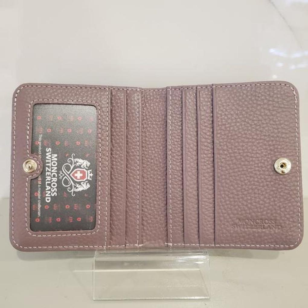 Moncross PUAW18033 Square Women's Stitched Cowhide Leather Bifold Wallet