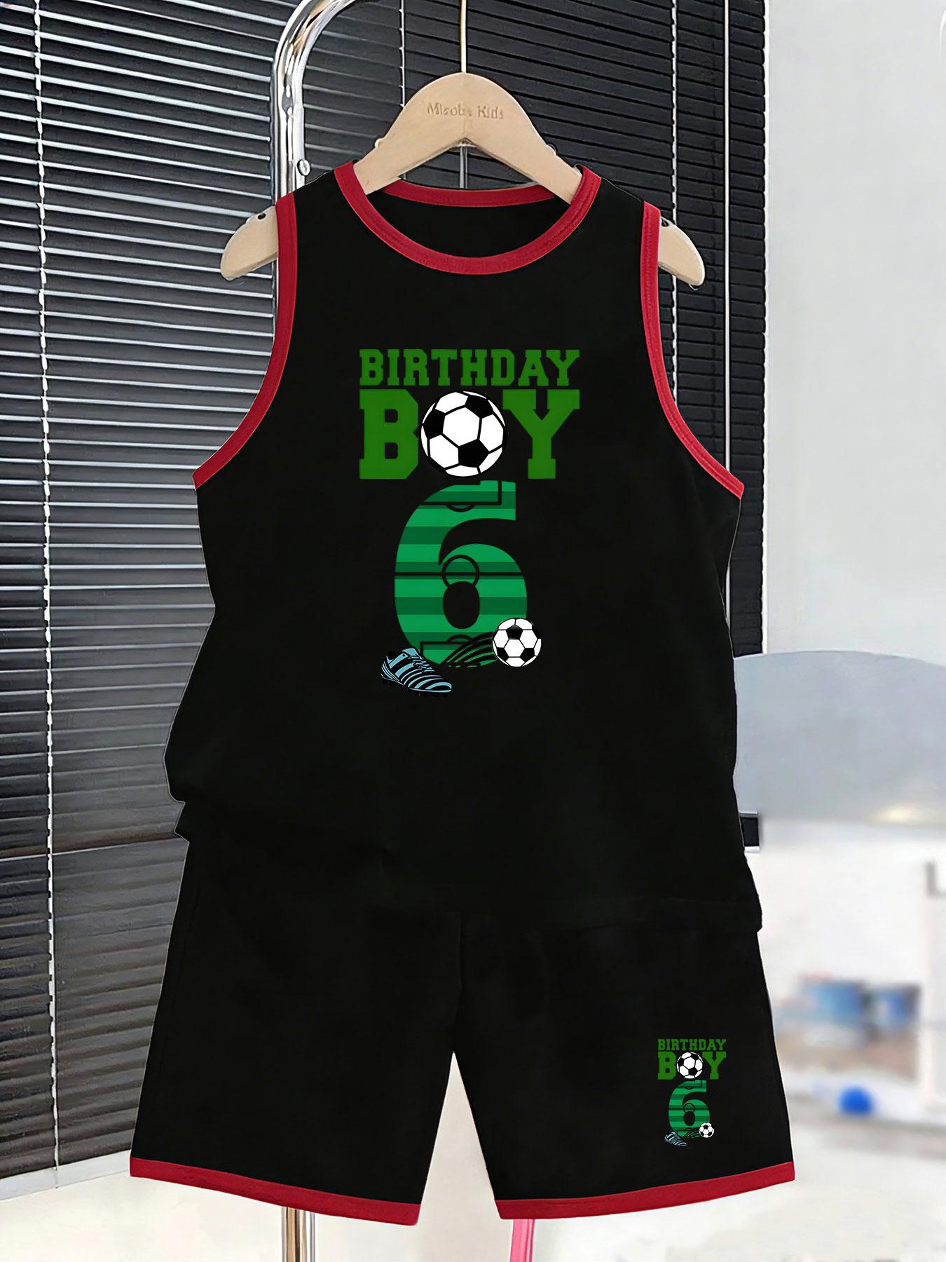 

Boys’ 6th birthday soccer set. Exclusive No.6 prints, breathable fabric, loose fit for parties. 7Y чорний