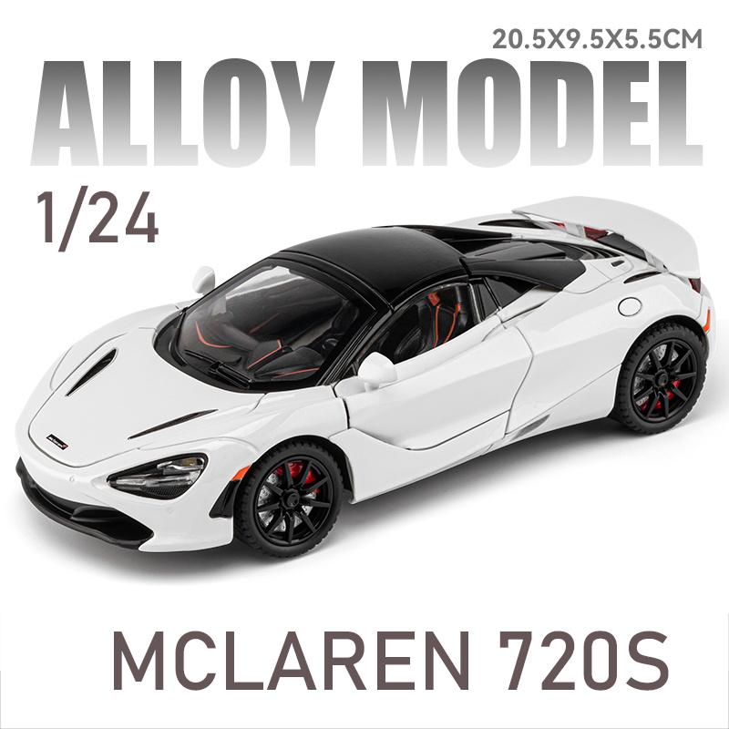 

1/24 Scale 720S Racing Sports Car Alloy Model Toy Diecast Vehicle Metal Fast Furious Sound Light Collect Kid Birthday Gift Deco