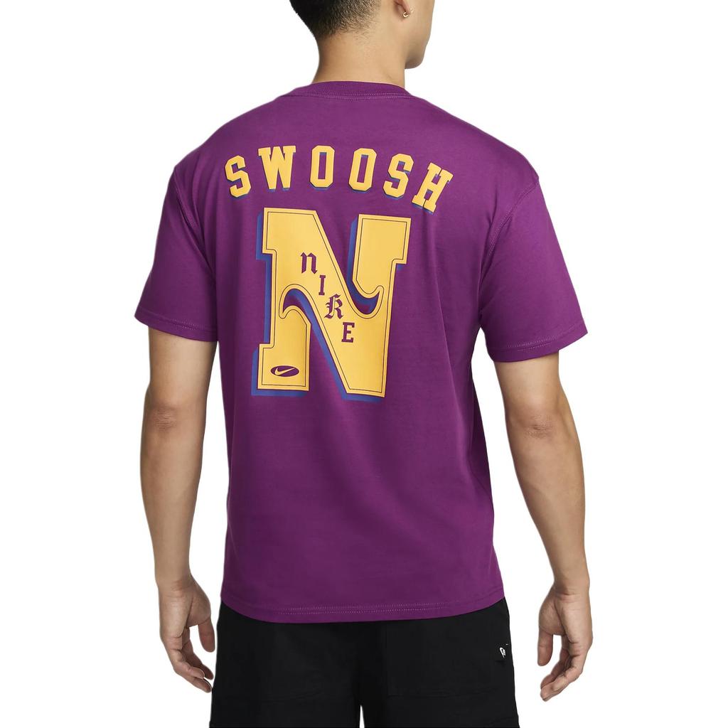 Nike Casual Letter Print Round Neck Short Sleeve T-Shirt Men Tops Purple FZ5386-503