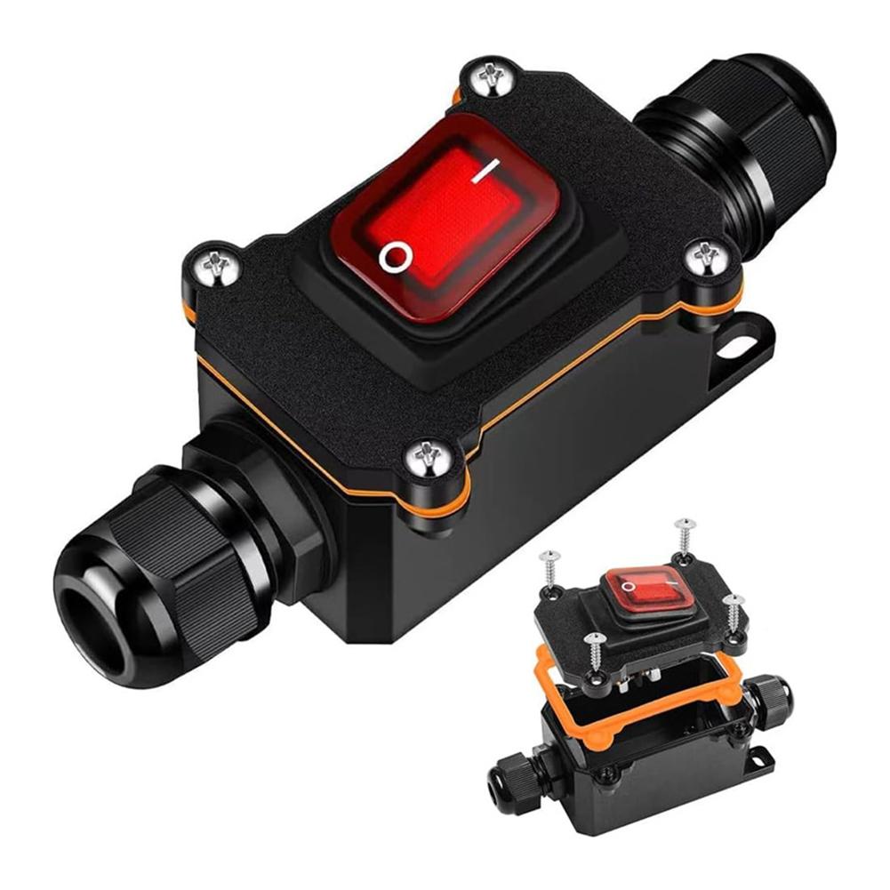 12V Inline Power IP67 Inline Switch For Garden Lighting LED Status Indicator Hook Mount Design Self-tapping Screws Included