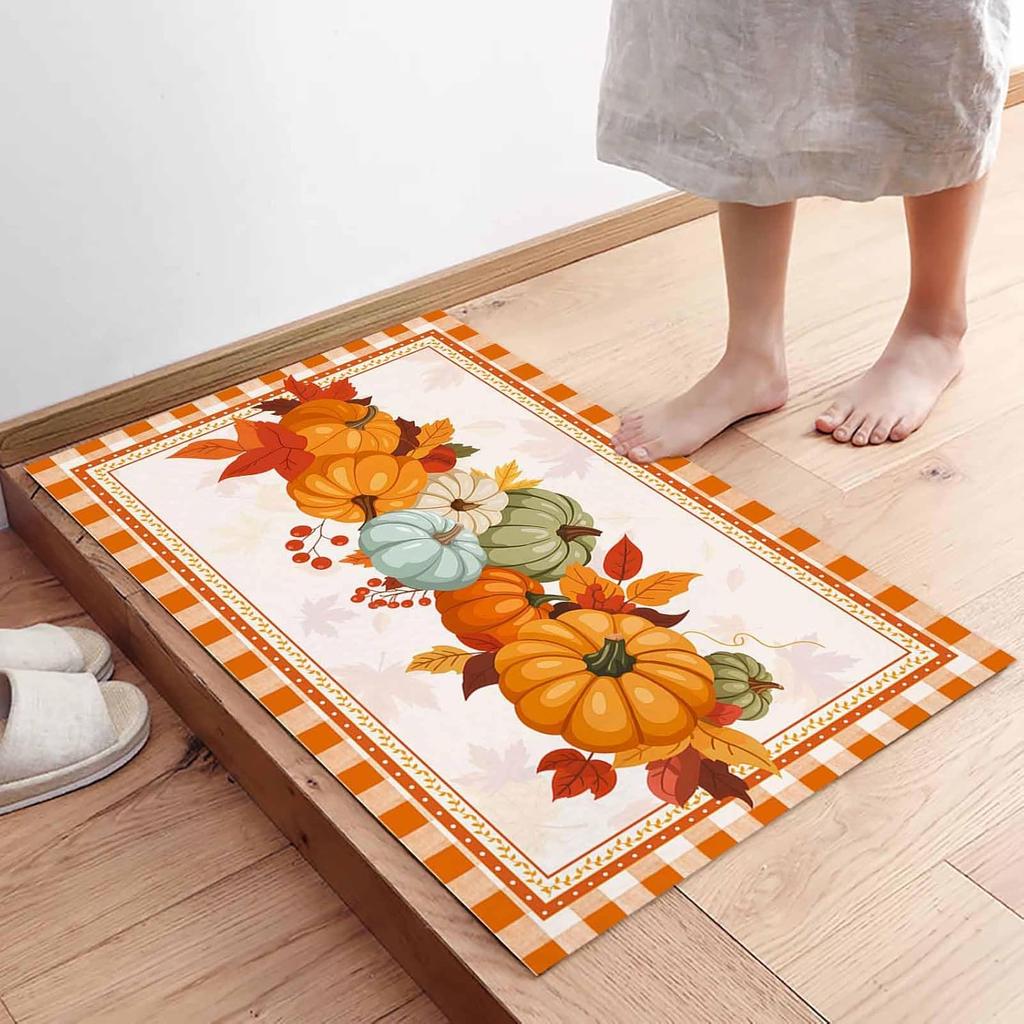 Autumn Pumpkins Entrance Welcome Door Mat Fall Harvest Living Room Laundry Bath Rug Bedroom Bedside Foot Mats Thanksgiving Decor