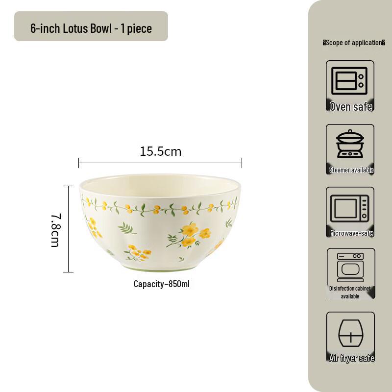 KANGMO Lotus Yellow Glaze Ceramic Bowl