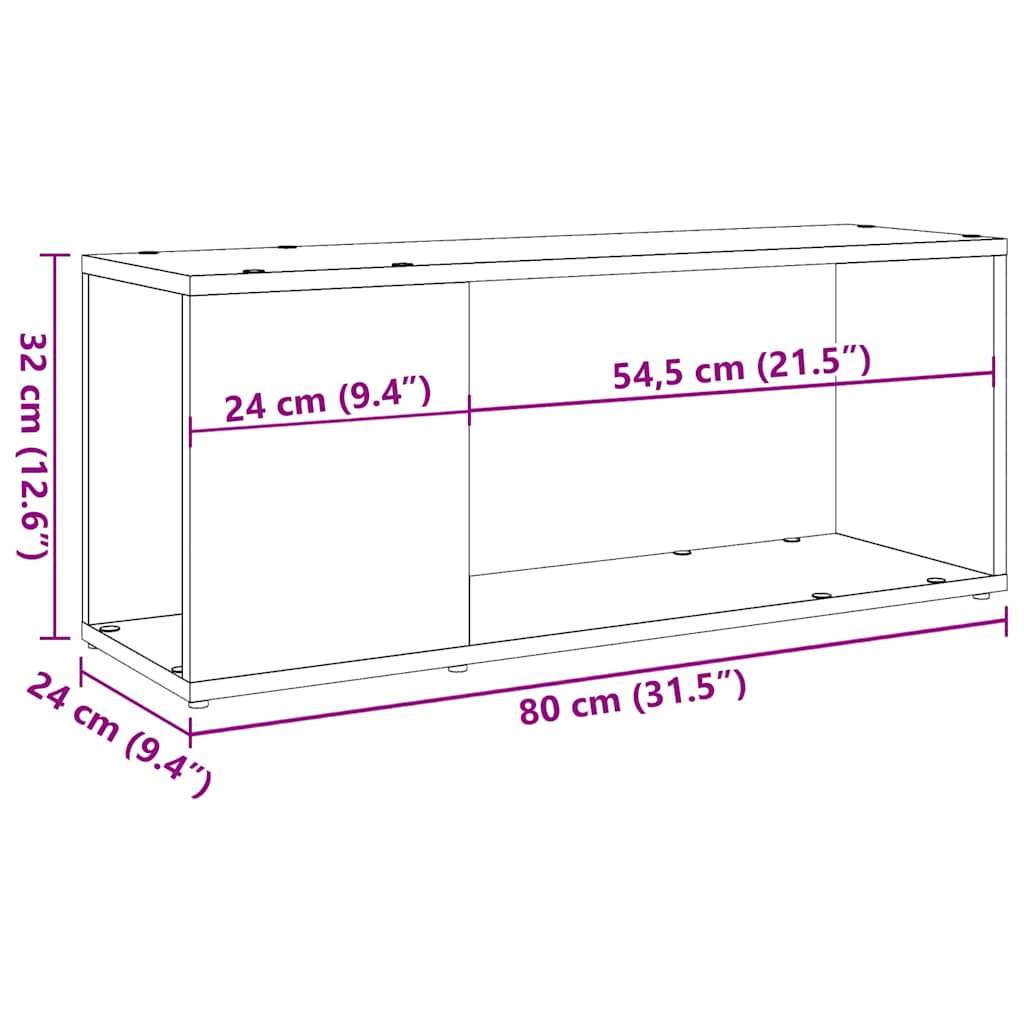TV Stand Rustic Wood Look 80 x 24 x 32 cm Engineered Wood