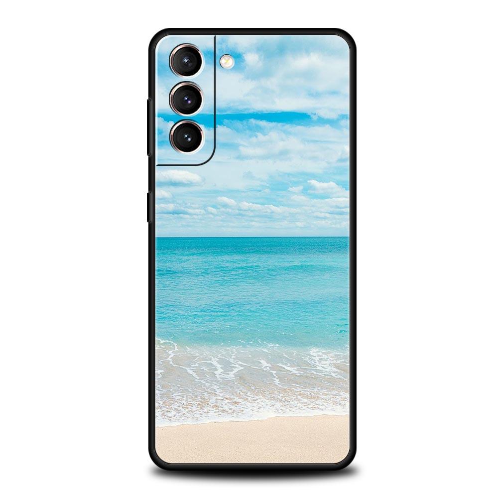Sea blue Sky beach Phone Case For Samsung Galaxy S23 Ultra S22 S21 S20 FE 5G S10 S10E S9 S8 Plus Note 20 Silicone Cover Bumper