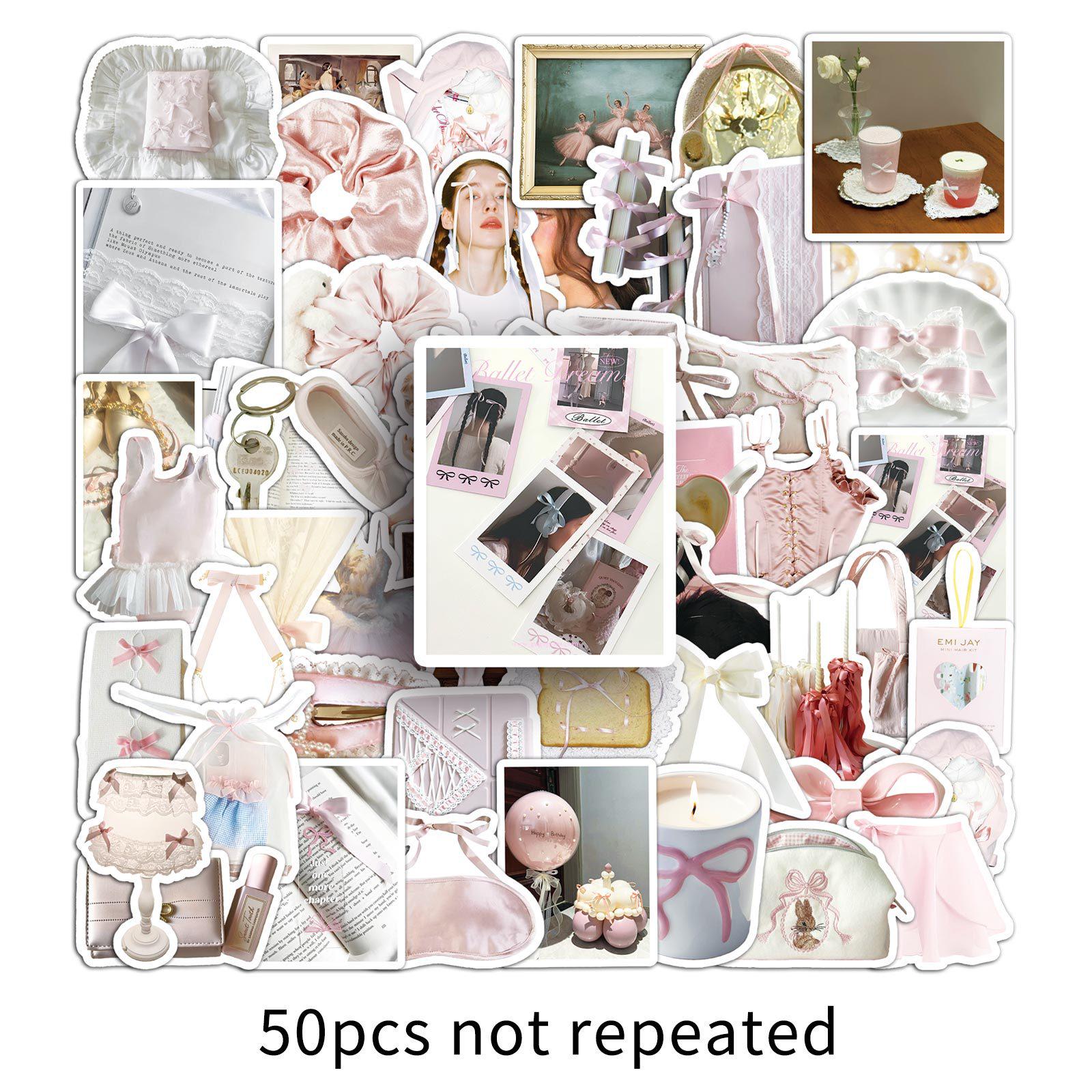 50 Ballet-Style Girly Heart Fun Stickers for Guitar, Desktop, Helmet, and Wardrobe