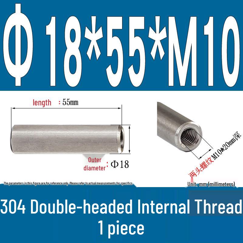 Stainless Steel 304 Double-Ended Threaded Cylindrical Guide Pin with Dual-End Holes