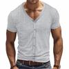 Imitation Mazhujun Summer Men's Casual Breathable Button V-neck Cardigan Short Sleeve Comfort T-shirt