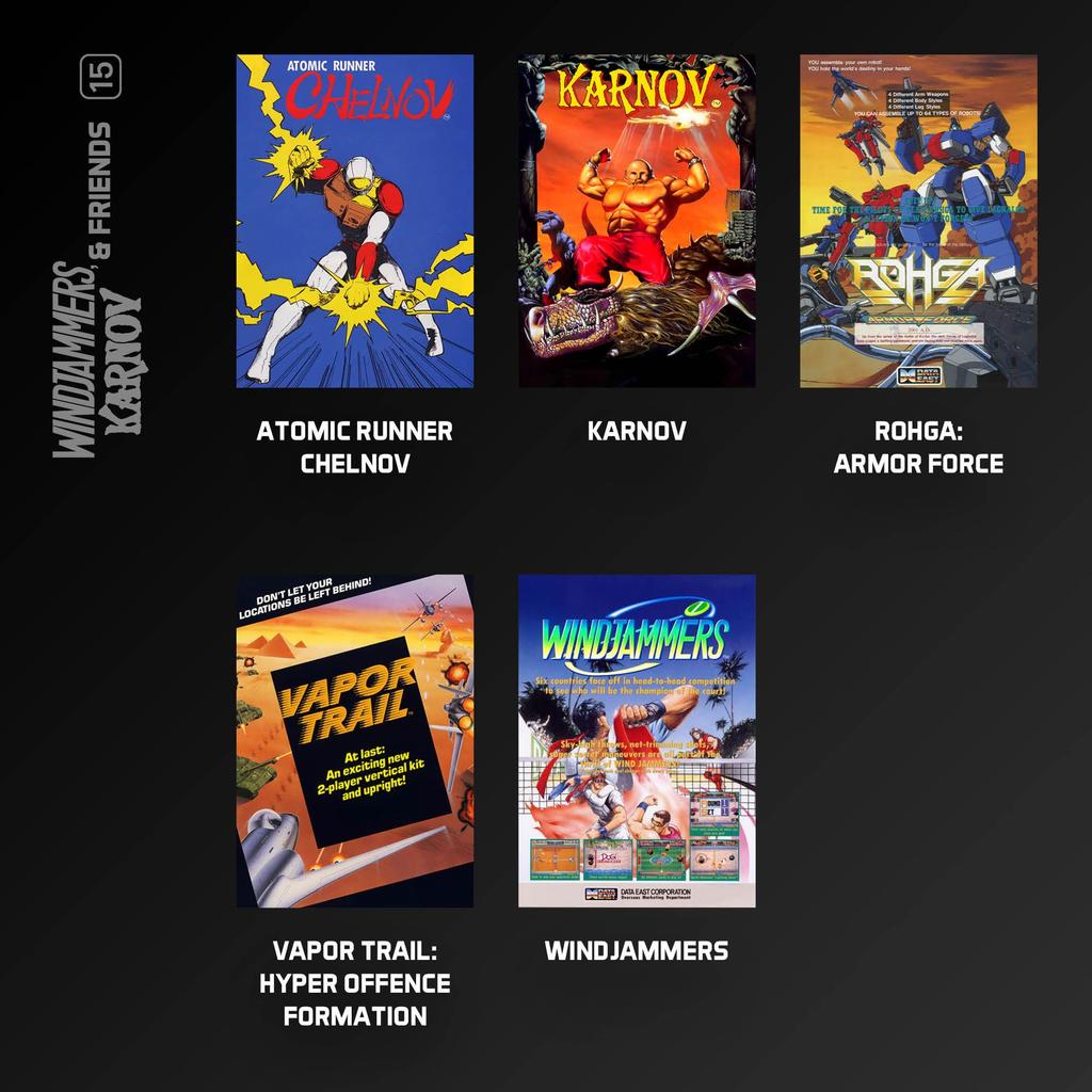 Windjammers, Karnov & Friends Arcade 1 - Evercade Cartridge (5 Games)
