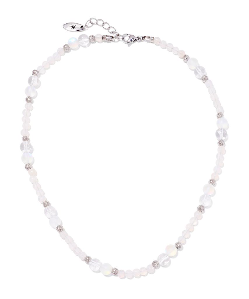 Polalita Selenite & Aurora Clear Moonstone Mix Necklace (Plt-Nl-084_Wt)