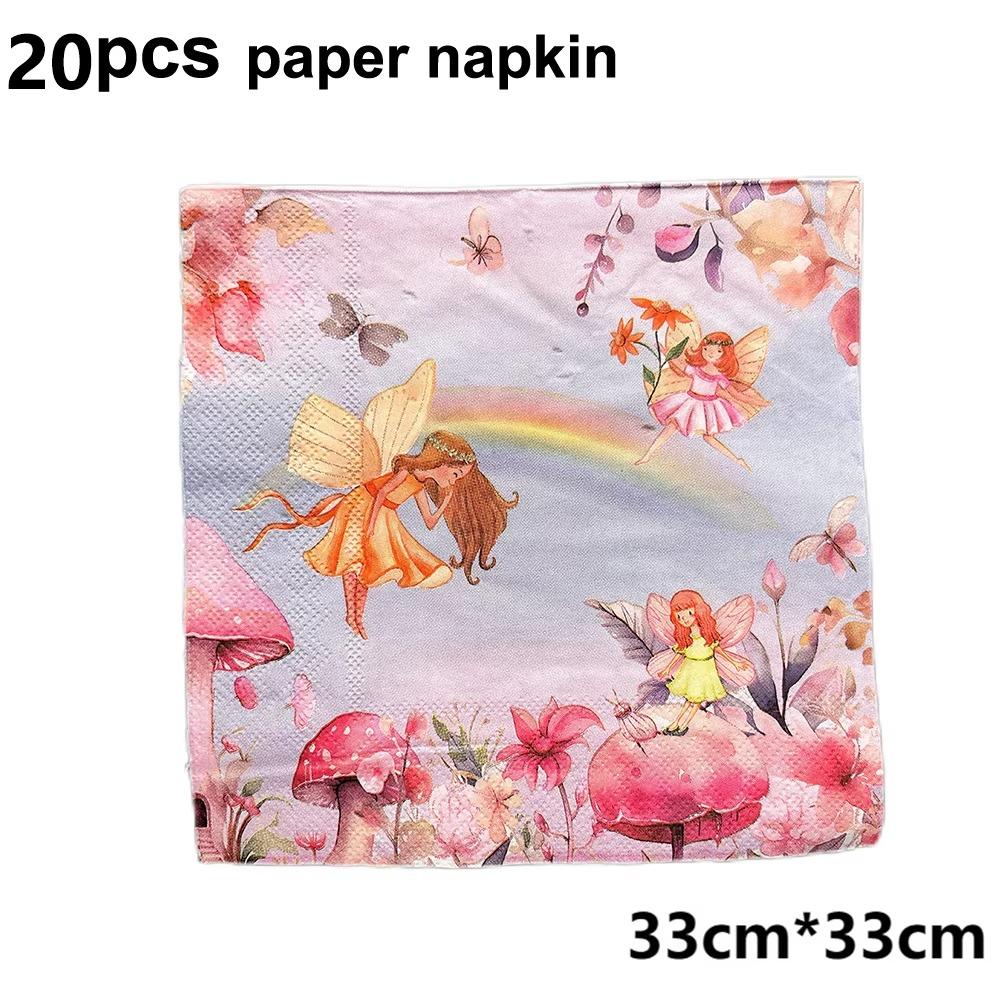 Pink Butterfly Flower Fairy Theme Disposable Tableware Plates Cups Napkins Girls Birthday Party Wedding Baby Shower Decor