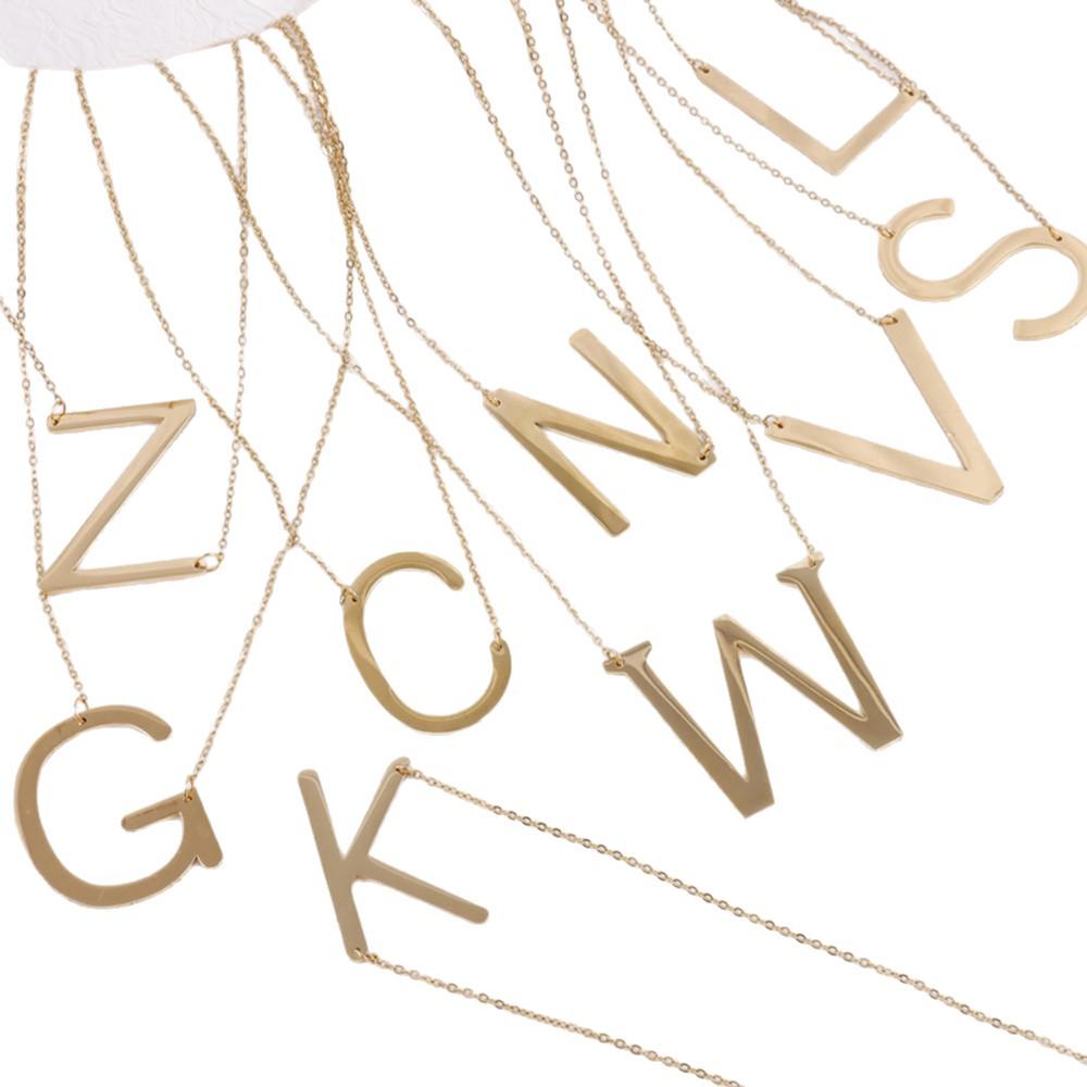 Minimalist Gold Plated Titanium Steel English Letter Pendant Necklace