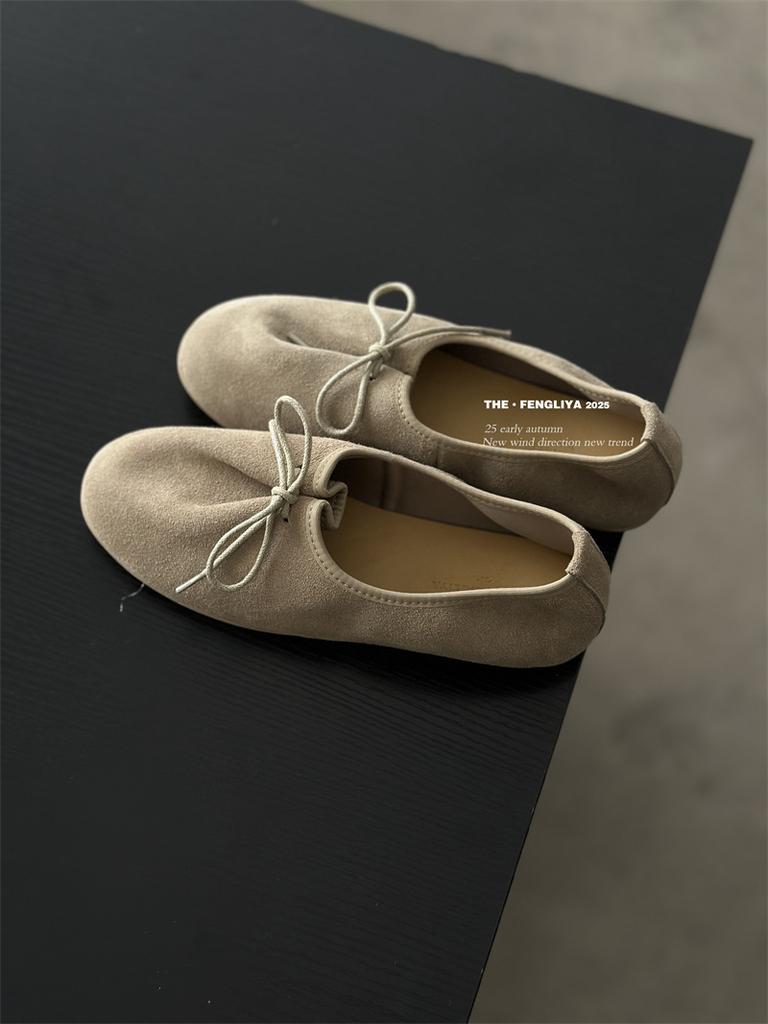 THE · FENGLIYA2025 Early Autumn, Super Soft Cowhide Lace-up Loafers Flat Non-slip Grandma Shoes Lace-up Bar