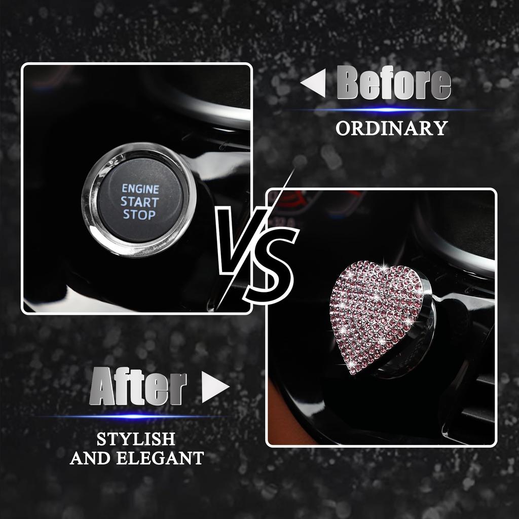TOMALL Bling Car Engine Start Button Cover Diamond Interior Crystal Push Start Button Ring