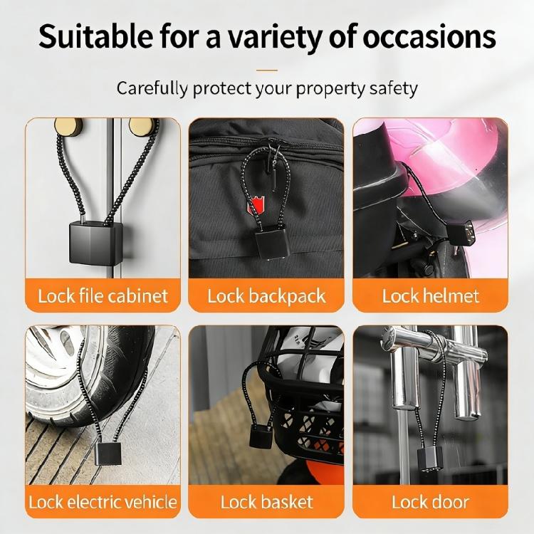High Strength Cycling Lock Steel Cable Bike Lock with Key Flexible Antitheft Padlock For Cabinets, Helmets