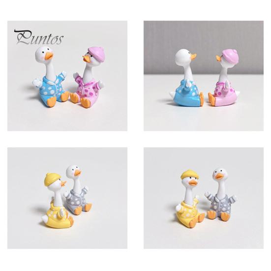 Car Dashboard Ornament 4Pcs Mini Cartoon Duck Figurines, Cute Polka-dot Pajamas Statues, Multi-functional Accessory Macaron Animal Ornaments