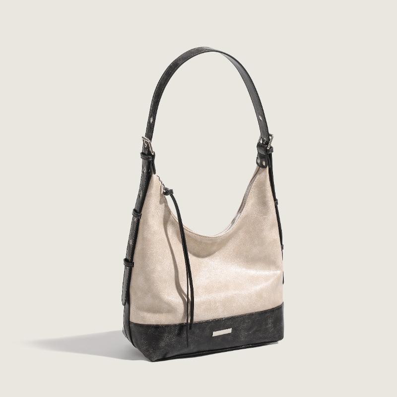 Fashionable and Versatile Shoulder Bag, Premium Texture Bucket Bag, Large Capacity Commuting Contrasting Color Tote Bag