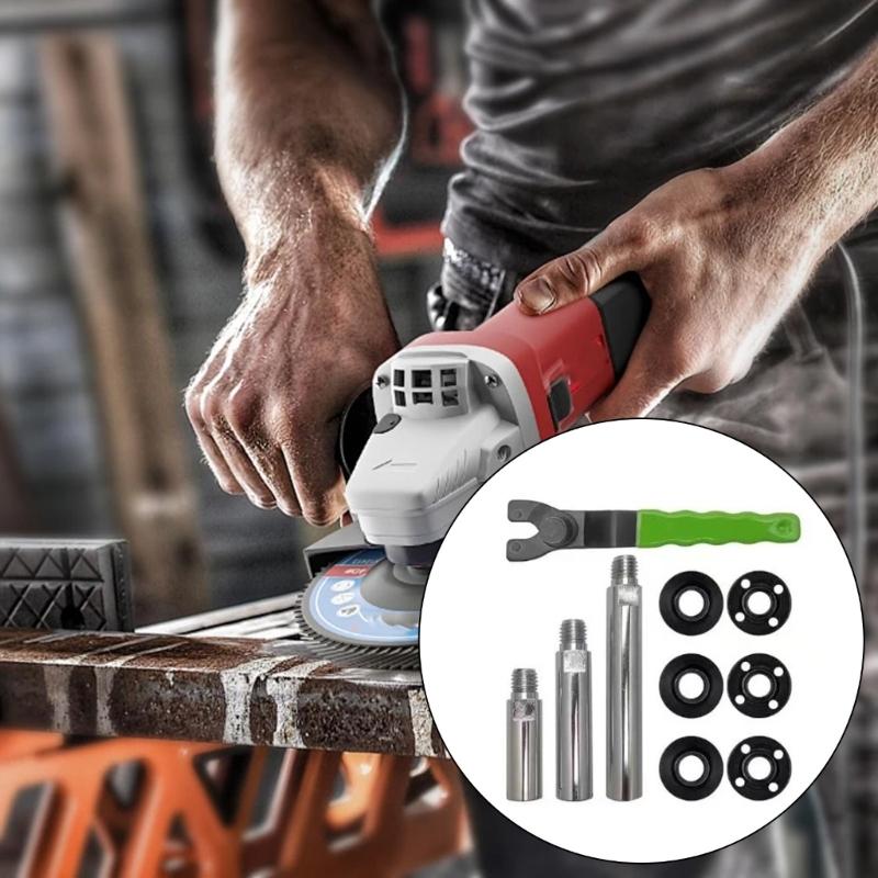 Universal 5/8-11 Thread Adapter Kit 3Extended Rod Shaft Adjustable Spanner Wrench for Angles Grinders in Narrow Work Area